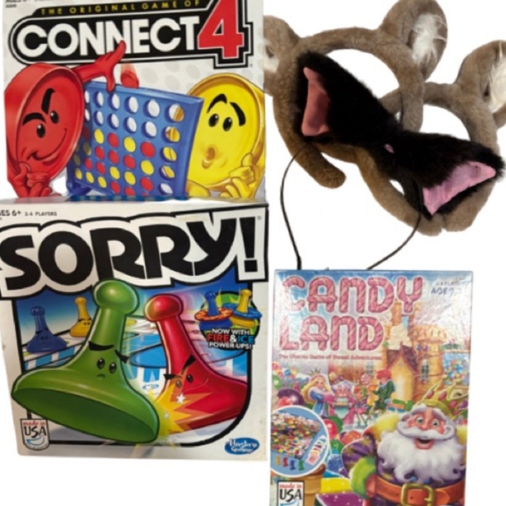 Family Board Game Night Bundle Sorry Connect Candyland Plus 3 Prs  Animal Ears